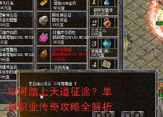 如何踏上天道征途?单梨职业传奇攻略全解析 如何踏上天道征途?单梨职业传奇攻略全解析